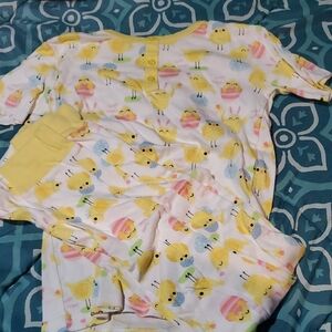 Gymboree White Pajama Set with Yellow Chick Print